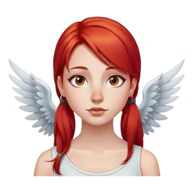 make a girl with red straight hair and a wing nose piercing sticker