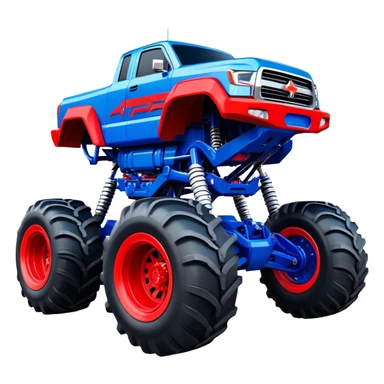 Avenger - Monster Jam (Model Year: 2021) (Iconic colour: Blue and red) - A dynamic monster truck with a split-color scheme: predominantly blue accented by bold red elements. Focus on strong, angular lines and vivid contrasting colors that evoke high energy and a futuristic, rebellious style. sticker