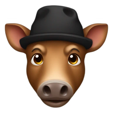 fullface brown boar tired of life with a black winter hat sticker