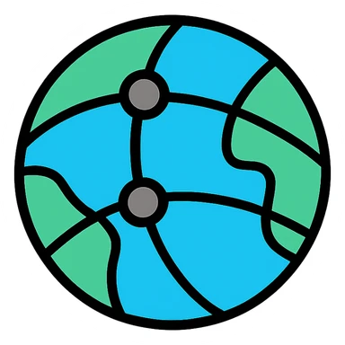 stylized globe with network lines, internet icon sticker