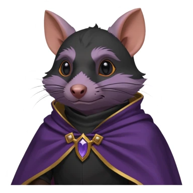 alors ce raton laver doit être équipé d'une cape de thieving noir avec trim bordure mauve comme dans le jeu old school runescape. au centre de la cape une icone de masque de voleur est visible . l'expression du visage du raton est ultra surpris "shock" sticker