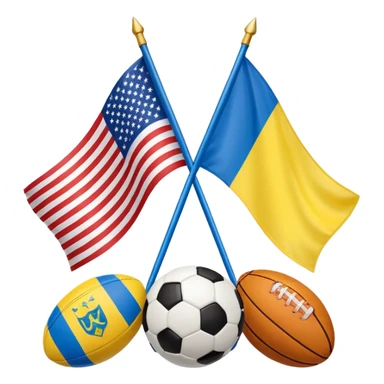 usa and ukraine flags together, sport equipment under sticker