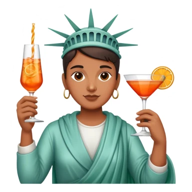STATUE OF LIBERTY WITH AN APEROL SPRITZ COCKTAIL sticker
