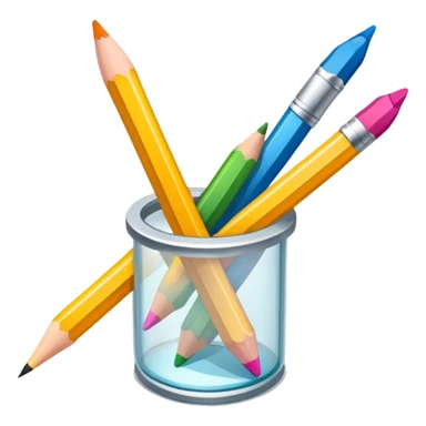 Illustration drawing icon, detailed linework, vibrant colors, artistic tools like pencils and brushes, clean lines, minimalistic design, transparent background. sticker