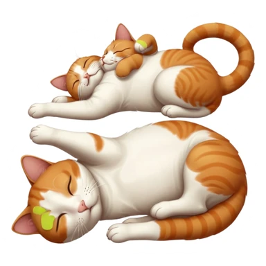 ginger and white small cat eyes closed lying down upside down with paws stretched out straight in different directions sticker