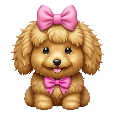 golden mini doodle with pink bow sticker
