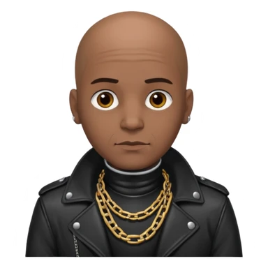 Bald dark leather clad guy wearing thick heavy chain collar sticker