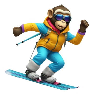 Skiing monkey with a big head sticker