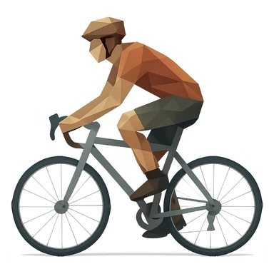 low-poly polygonal style person riding a bike sticker