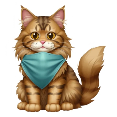 Maine Coon cat full body sitting with a mask sticker
