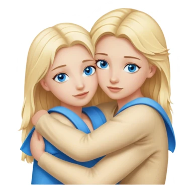Two blonde girls with blue eyes hug each other sticker