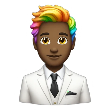 Posh-boy-with-white-suit-and-rainbow-unicorn-hair sticker