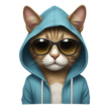 Cat wearing a hoodie and sunglasses sticker