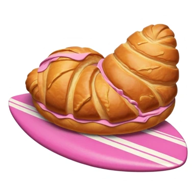  Croissant bread on the pink surfboard sticker