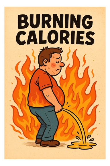 Uomo che fa Pipì, brucia calorie, come se fosse un termogenico  sticker