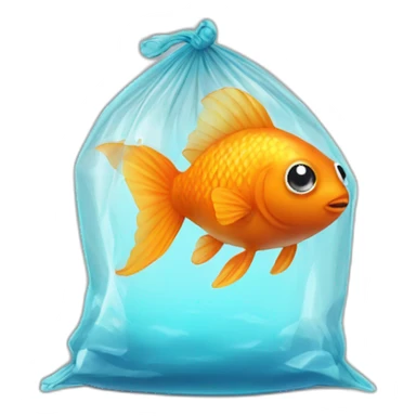 small cute orange fish in a plastic bag sticker