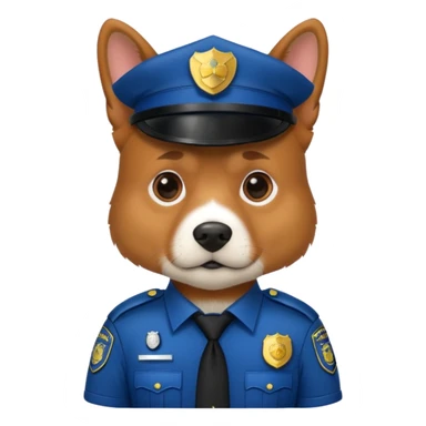 A dog dressed as a police officer, looking serious and observant sticker