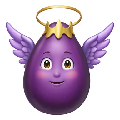 Realistic eggplant from the side wearing an angel halo sticker