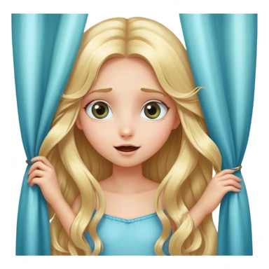 Cinematic Adorable Rapunzel Portrait Emoji, Playfully peeking out from behind a curtain of hair, big sparkling eyes, cheeks flushed with excitement, exuding charm and innocence, an absolute delight! sticker