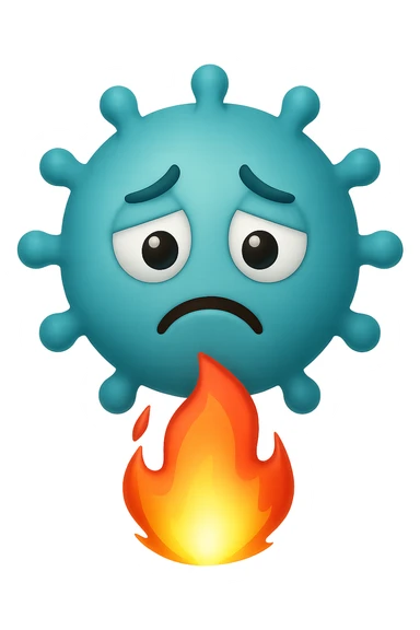 EMOJI STILE IPHONE 3D DI BATTERI INTESTINALI 3D CON ESPRESSIONE TRISTE  IN VOLTO MENTRE SOTTO DI LORO BRUCIA UNA FIAMMA, FAGLI ANCHE LA PARTE BIANCA DEGLI OCCHI, NON SOLO LA PUPILLA sticker