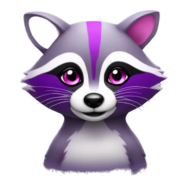 purple raccoon with pink eyes winking with body  sticker
