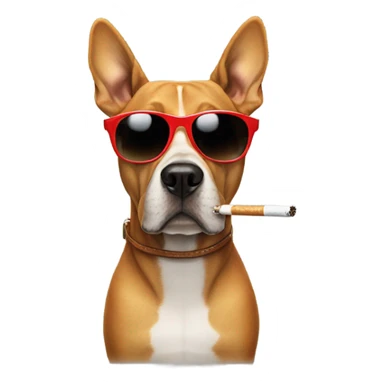 Dog wearing sunglasses and smoking cigarett sticker