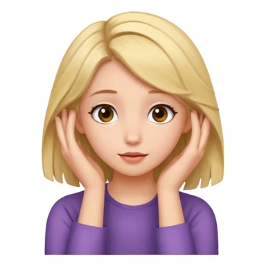 Shy but flirty girl looking to the side while tucking her hair behind her ears sticker