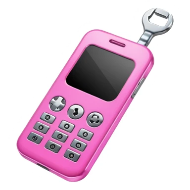 pink cellphone with a wrench sticker