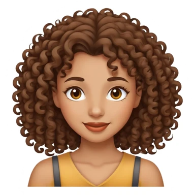 mixed-race girl with curly brown hair, winking face sticker