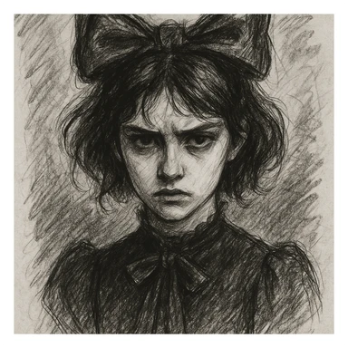 gothic bow, pencil sketch style sticker