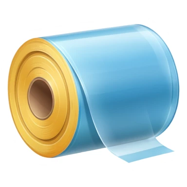 A long roll of transparent film wrapping, without yellow color  sticker