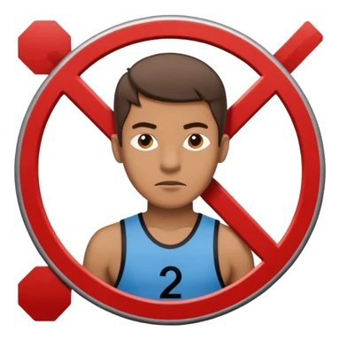 emoji de uma homem andando com roupa da ginástica com um simbolo de proibido por cima. semelhante a uma placa de transito sticker