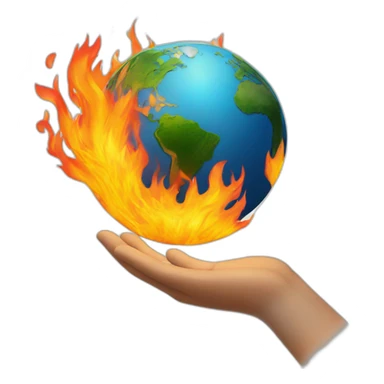 globe on fire grabbed by 2 hands sticker