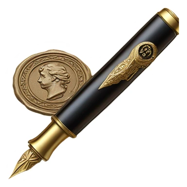 Fountain pen and wax seal stamp sticker