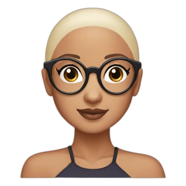 bald ariana grande with round glasses sticker