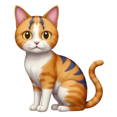 full body colourful calico tabby cat with disproportioned head with an anxious face and white front legs sticker