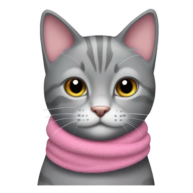 A grey cat with a pink scarf that is super cute  sticker