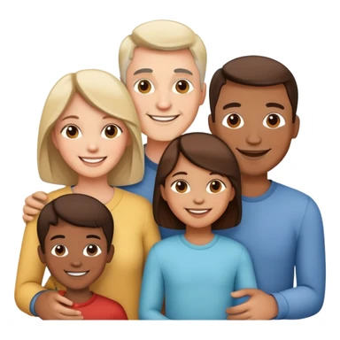 happy family with parents and two children smiling together sticker