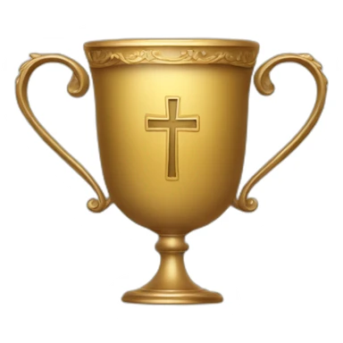 royal empty Christian cup for the winner with a cross on royal background sticker