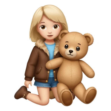 a full body of girl kid wearing fur clothing, playing teddy bear



















 sticker