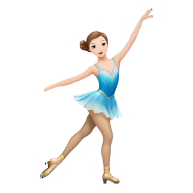 An colorful icon featuring a graceful figure skater performing a spin on the ice. The background includes a grand ice rink palace with shining spotlights and cheering spectators in the stands. Transparent background highlights the elegance and artistry of figure skating sticker