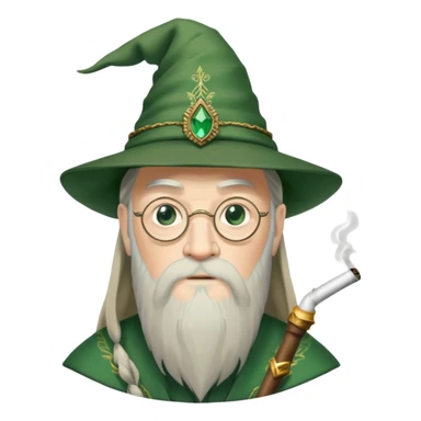 albus dumbledore from harry potter with green tasseled smoker hat and decorative motifs, without gem sticker