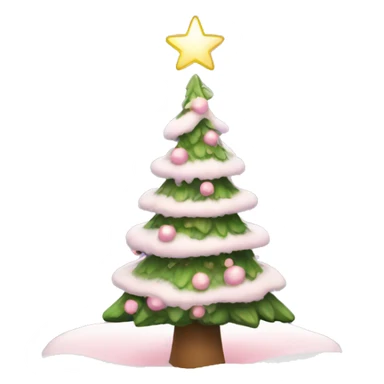Christmas tree with snow and a small light pink bow on top sticker
