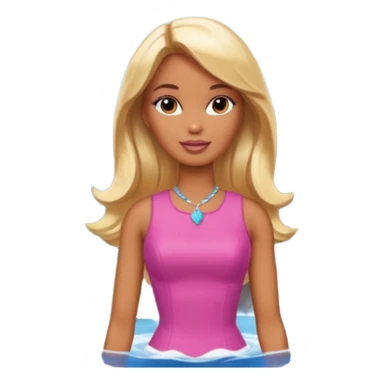 Brown skin blonde hair barbie in front of mountain and waterfall  sticker