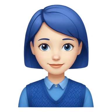 make a girl hair short and wear bunny skin pale ok and wear Sweater vests blue and make little bit a younger sticker