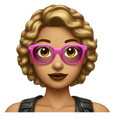 Chica joven de piel muy Clarita con pelo liso corto de color castaño, con gafas redondas con borde dorado. Pecas en las mejillas y labios gorditos color rosa.  sticker