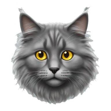 realistic grey fluffy cat with yellow eyes sticker