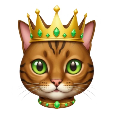 dark brown bengal cat with crown with green eyes sticker