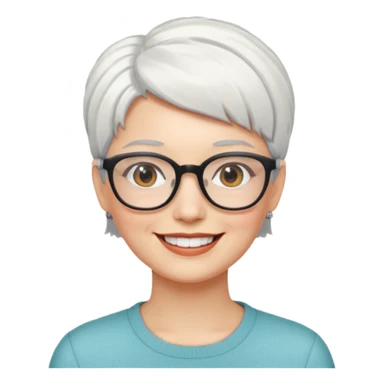 visage femme a lunettes cheveux courts blancs sticker