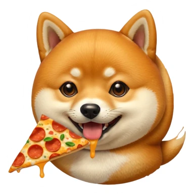 animated shiba inu eating pizza sticker